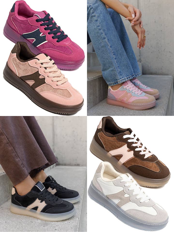 KLASSIEKE STRAAT KLEURCONTRAST NEP SUEDE VETERSNEAKERS voor wholesale door No Doubt Shoes