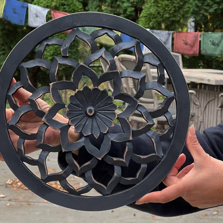 Lungta Imports - Wholesale Wall Accent - Handcrafted Wooden Lotus Flower Wall Décor Hanging Art15