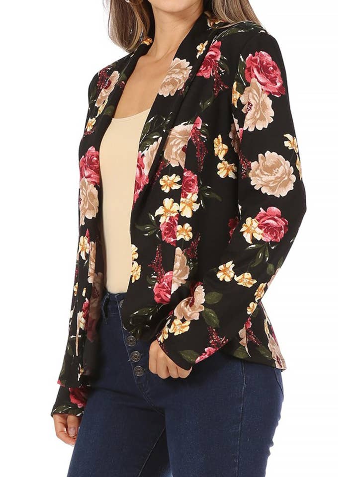 MOA COLLECTION - Wholesale Blazer - Women's - Women's Casual Print Fitted Open Front Blazer Jacket21
