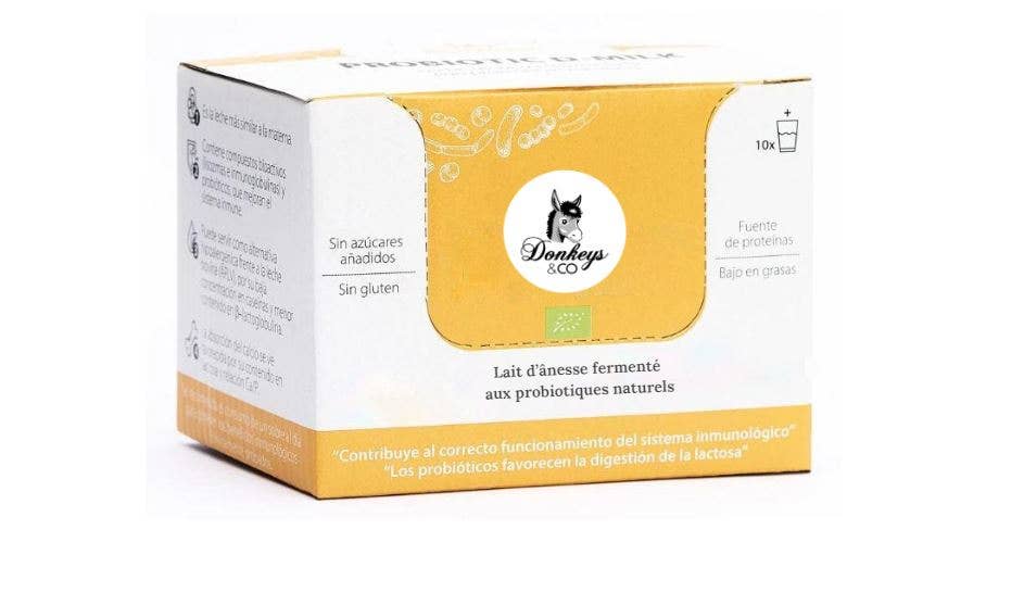 DONKEYS & Co. - Wholesale Powdered Health Drink - Organic freeze-dried donkey milk. Box of 10 sachets of 9g2