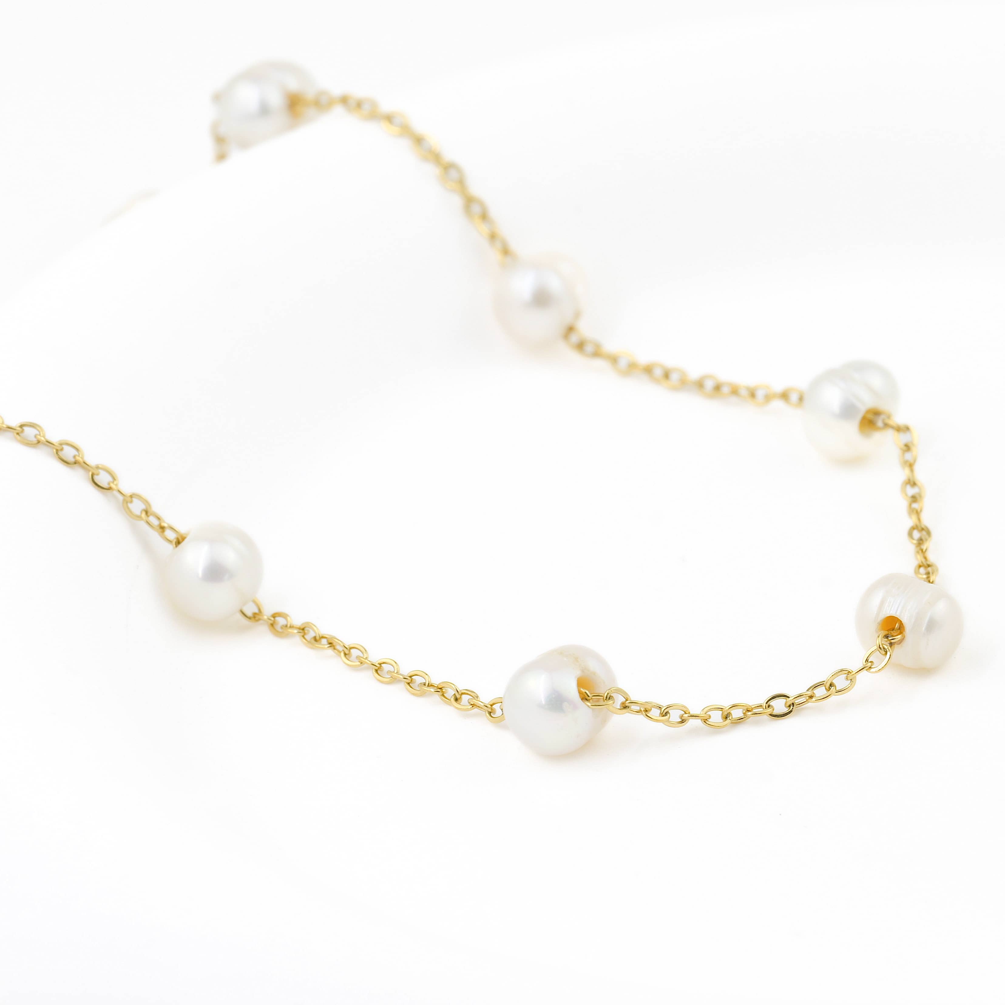 Blueyejewelry - Wholesale Beaded/Pearl Necklace - Gold Pearl Chain Necklaces - Waterproof Assorted Peal Chains13