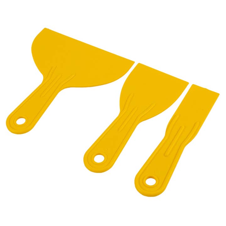 3pc Yellow Plastic Filling Knife Set - 3 Sizes - By Blackspur for wholesale by Rinkit Ltd