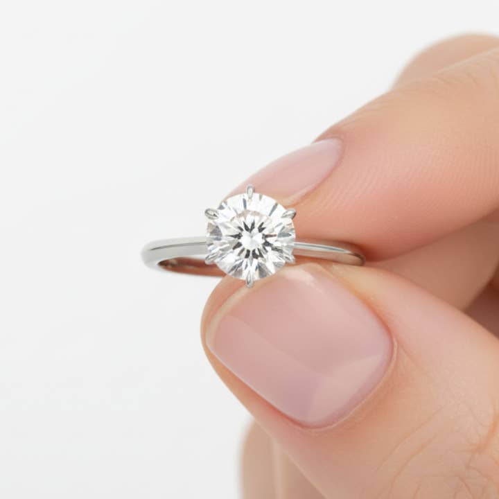 6 Prong Solitaire Diamond 14K Solid Gold Dome Band Engagement Ring IGI Certified for wholesale by Triple C Diamonds