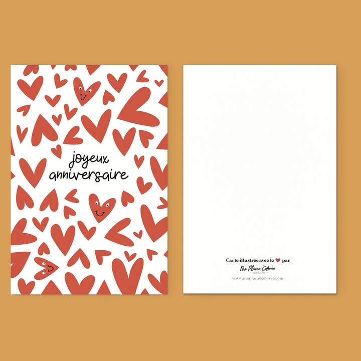 Biglietto d'auguri Buon compleanno - i cuori per la vendita all'ingrosso da parte di Ma Plume Colorée