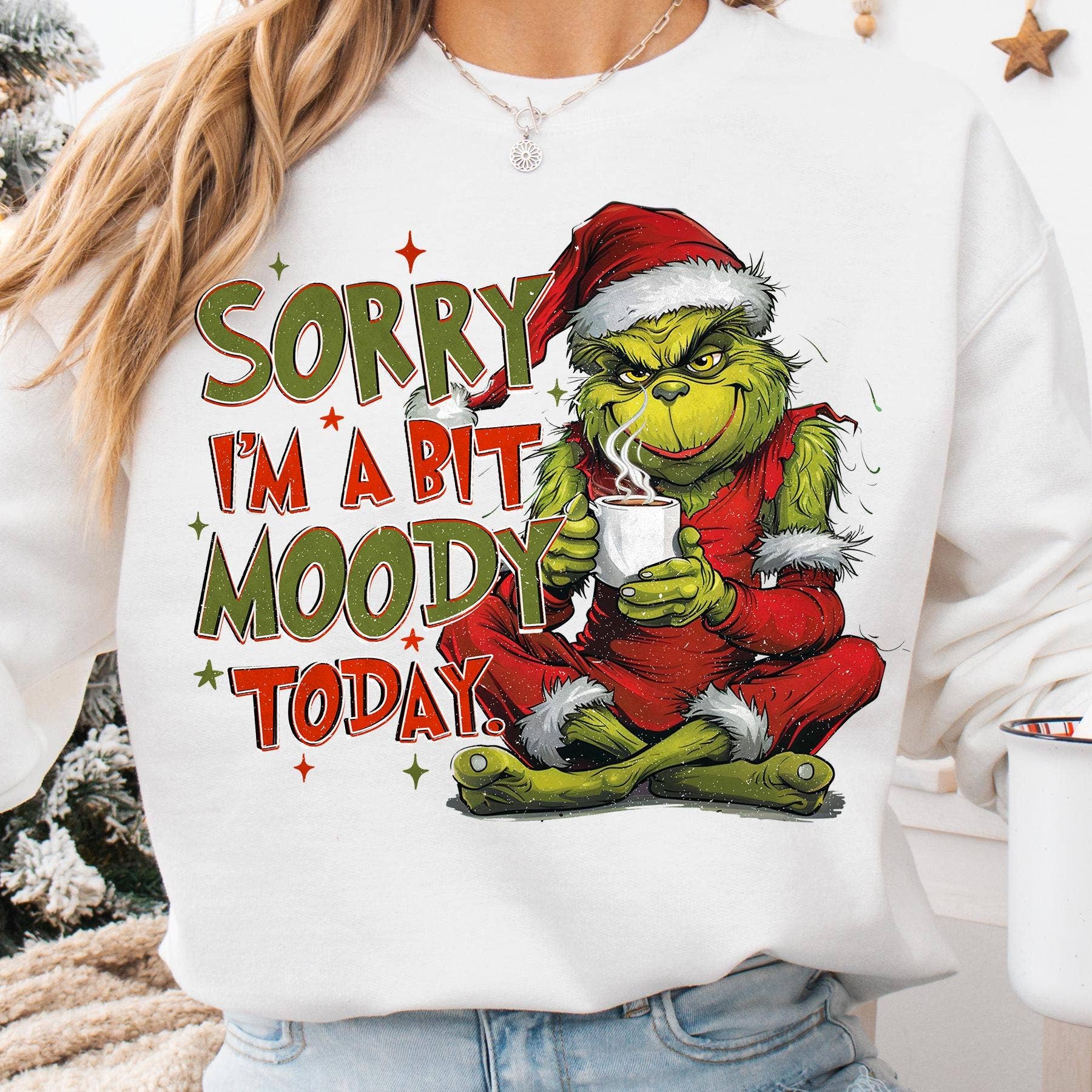 DLT Ecommerce – wholesale T-shirt (graphic) – women's – Sorry I'm A Bit Moody Today Tee, Christmas Character Sweater0