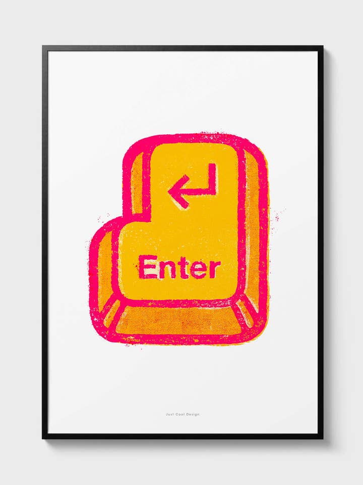 Enter Key Print | A5 Bold Minimal Graphic Poster for wholesale by Just Cool Design