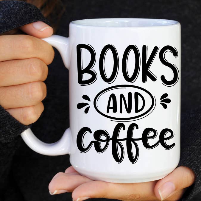 Books and Coffee Coffee Mug for wholesale by Quotable Life