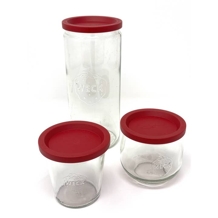 Ventures Int'l Products Inc. - Wholesale Food storage container - WECK® Medium Keep Fresh Cover #80, Pack of 5 - Red2