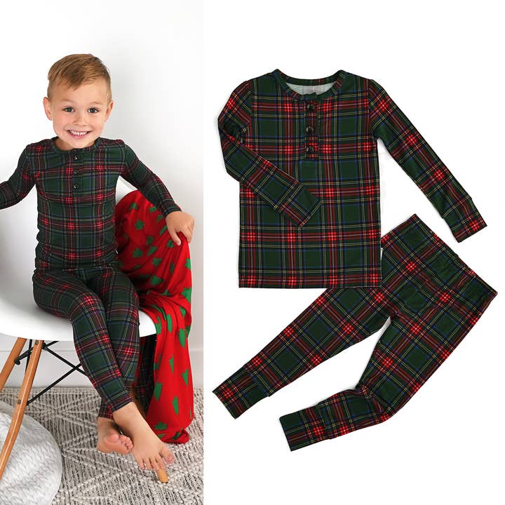 Gigi and Max - Wholesale Sleepwear Set - Kids - Kane Tartan Two Piece Christmas Bamboo Childrens