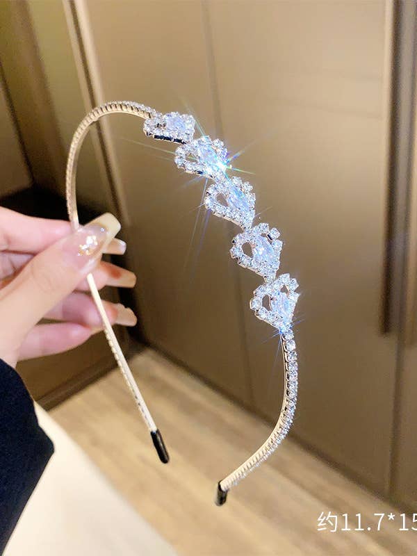 Banda de Cabelo com Zircónia Cúbica em Forma de Coração AL14972 por atacado de Ole