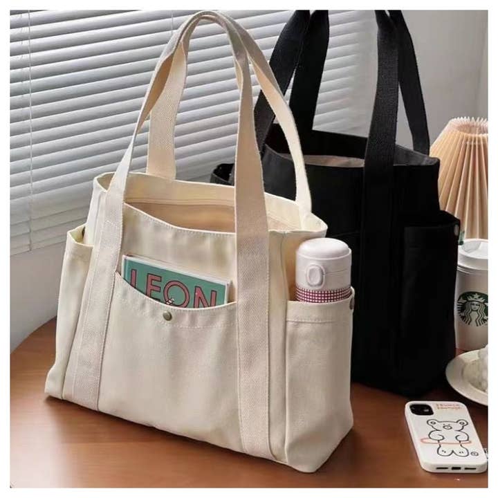 UZ Wholesale Store - Wholesale Tote Bag - Women's - Solid Color Canvas Shoulder Bag