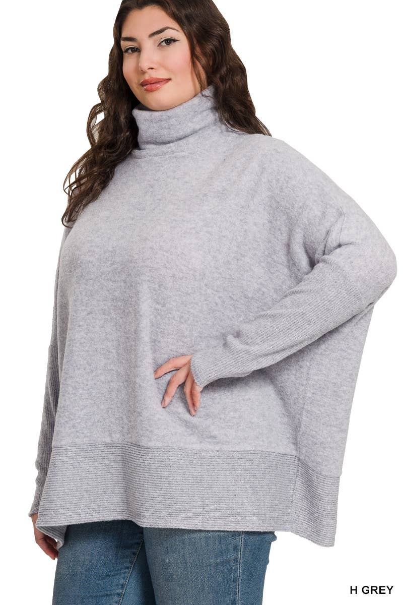 42POPS – wholesale Pullovertröja - Dam – .....1014 Plus Borstad Melange Hacci Polotröja SI-267884