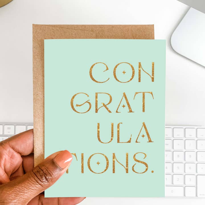 Sparkling Congratulations Greeting Card for wholesale by BlĂș Rose