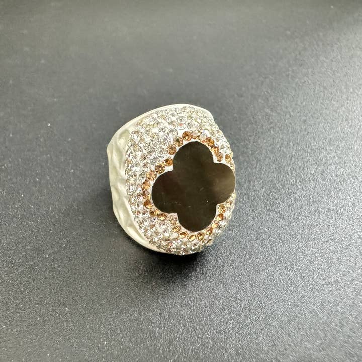 Ole - Vente Bague de cocktail/de cérémonie - Bague en alliage Clover Black Shell 12