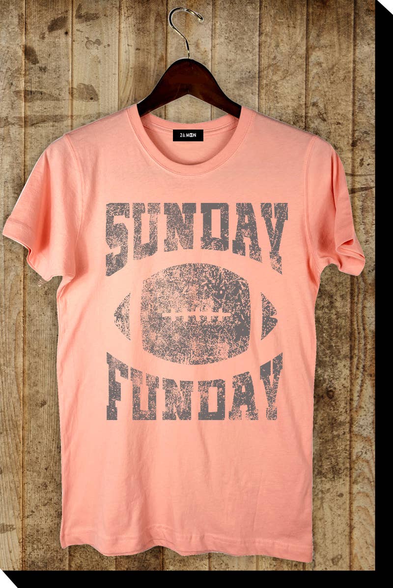 2&moon - Wholesale Screen Printed T-Shirt - Women's - Sunday Funday Football Graphic Tee.1