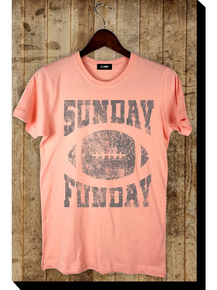 2&moon - Wholesale Screen Printed T-Shirt - Women's - Sunday Funday Football Graphic Tee.1