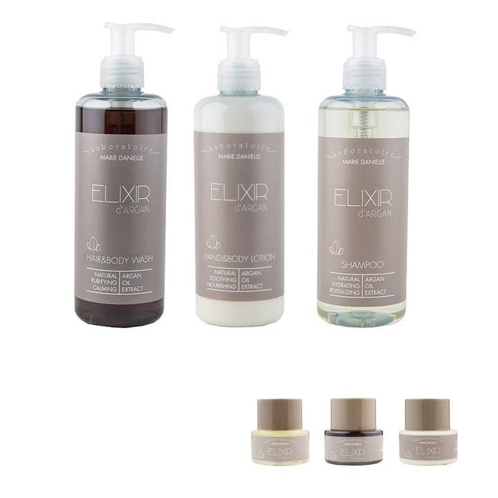 Marie Danielle - Wholesale Bath & Body Set - ELIXIR D'ARGAN SPECIAL KIT: 1 SHOWER GEL 300 ML + 1 SHAMPOO