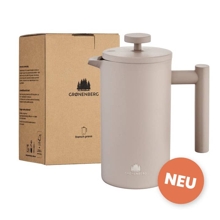 Rustfrit stål French Press Earth 0,6 eller 1 liter inkl. reservefilter for engroshandel hos Groenenberg-Coffee