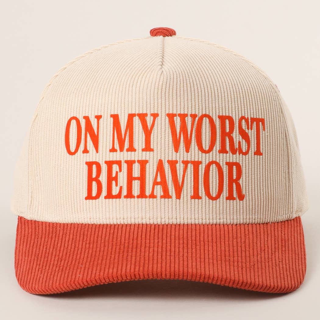 Fashion City - Wholesale Trucker Hat - Unisex - ON MY WORST BEHAVIOR Corduroy Trucker Hat14