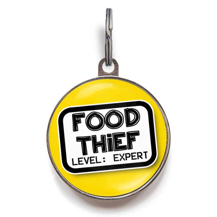 WagATudeTags - Wholesale Pet Identification Tag - Cat/Dog - Food Thief – Funny Dog Tag with QR Code