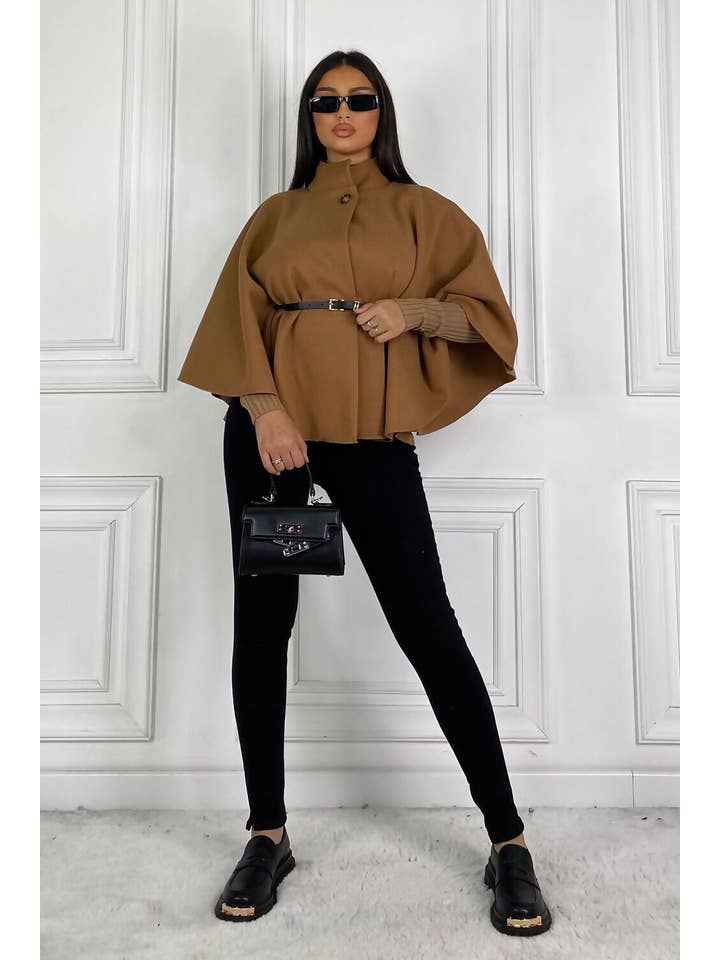 Femme Luxe - Wholesale Cape - Women's - BELTED CAPE COAT