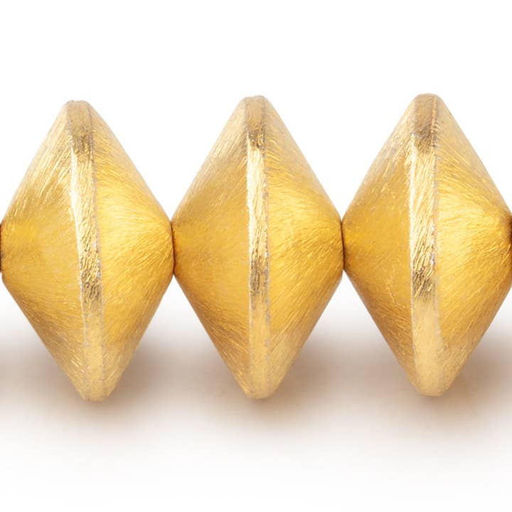 16mm 22kt guld pläterad koppar borstad skiva pärlor 8 tum 22 bitar för wholesale av Beads of Cambay