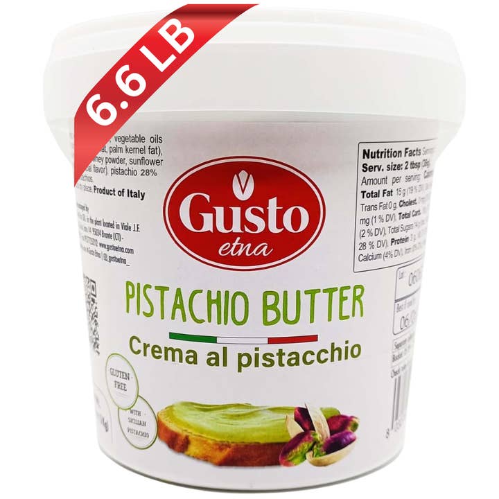 Wholesale Italian Food - Wholesale Nut Butter - Gusto Etna, 6.6 lb (3 kg) Sweet Pistachio Butter Cream tub
