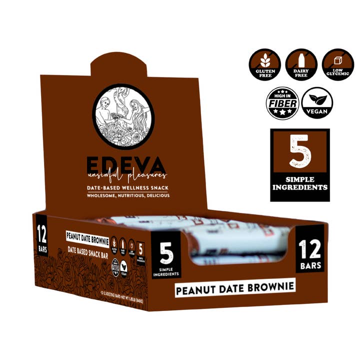 Eden's Unsinful Pleasures – wholesale Snack bar – Peanut Date Brownie Snack Bar-Pack of 120