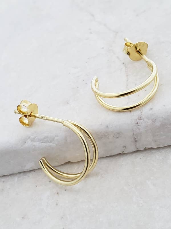 Pregos de meia argola dupla de ouro por atacado de Sosie Designs