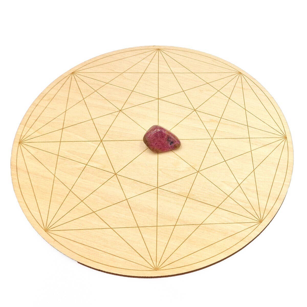 Shamans Crystal - Wholesale Crystal Grid - Crystal Grid Plates Round In Wood, 20cm Wide, Flower of Life25