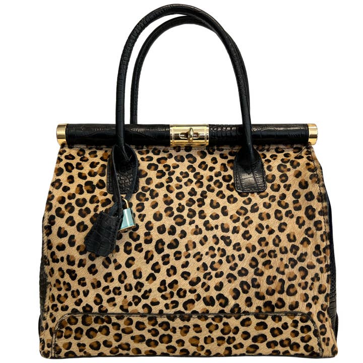 MODARNO – Engroshandel Taske med håndtag – til kvinder – Ægte håndtaske i kokoslæder med ægte ponyhår - model Firenze10