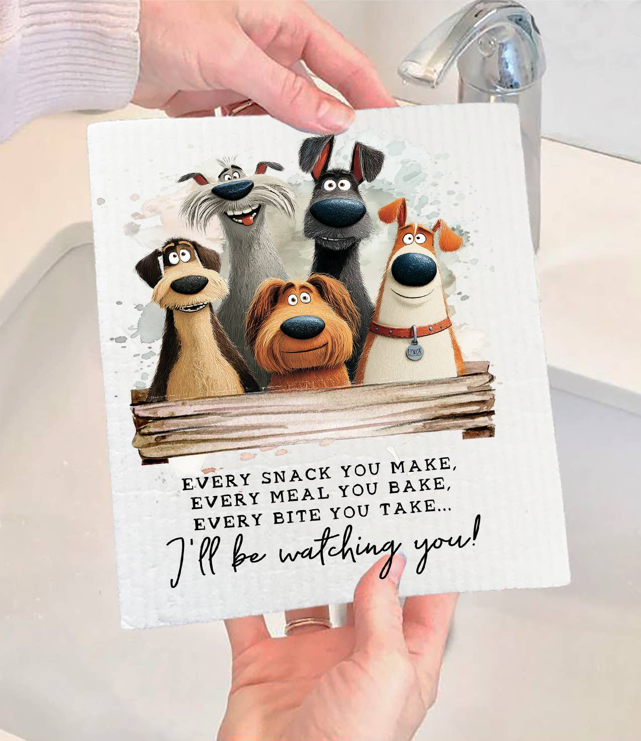 Avery Lane Gifts - Wholesale Dishcloth - Dog Every Bite you Take Watching You Swedish Dishcloth