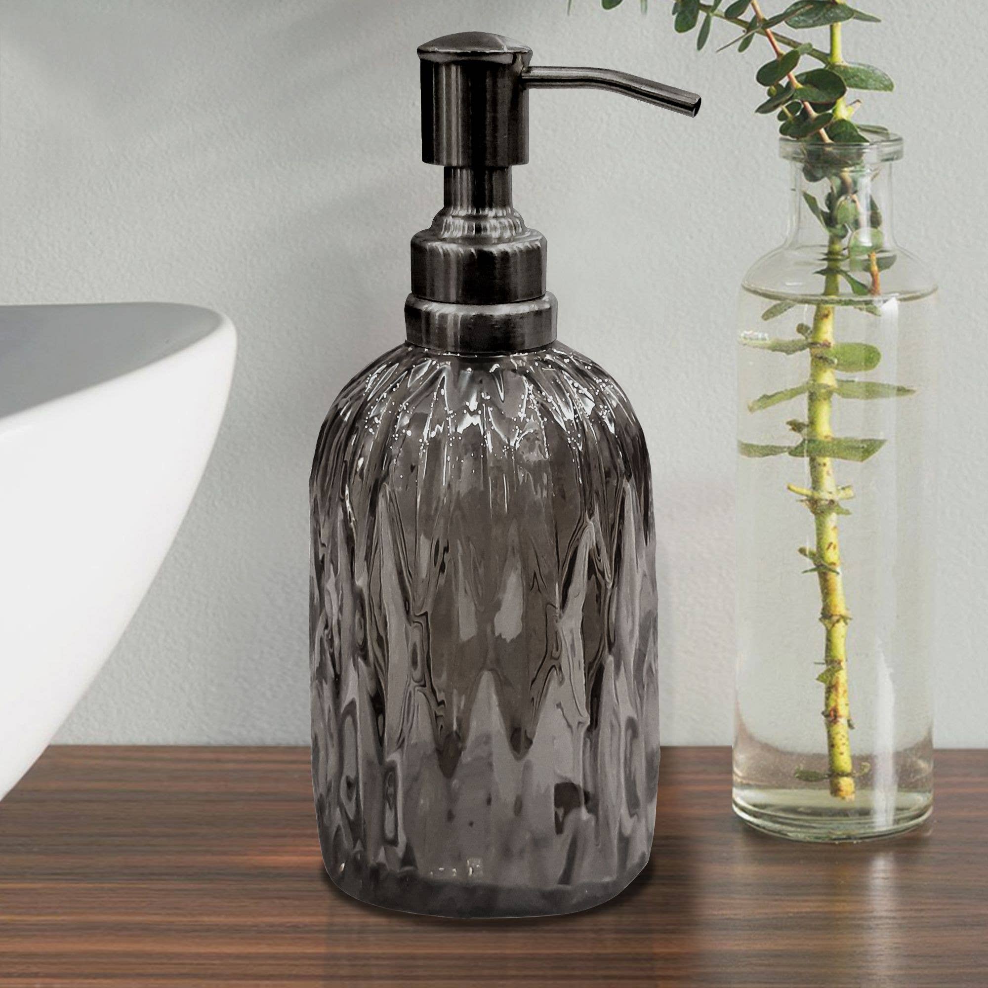 nu steel - Wholesale Soap Dispenser - Glacier Black Glass & Nickel Steel Liquid Soap Pump2