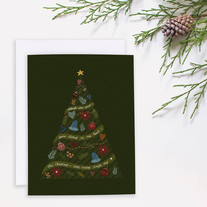 Rachel Alvarez Art - Wholesale Christmas Card - Although We're Apart You're Always christmas card single/8pk