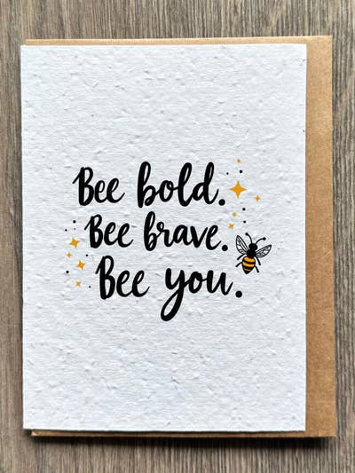 Bee Brave Motivational Card for wholesale by The Flora Page