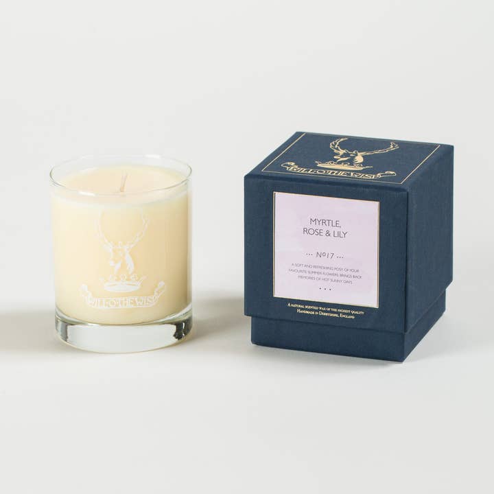 Vela en tarro de mirto, rosa y lirio n.º 17 para venta al por mayor de Will O The Wisp Candles