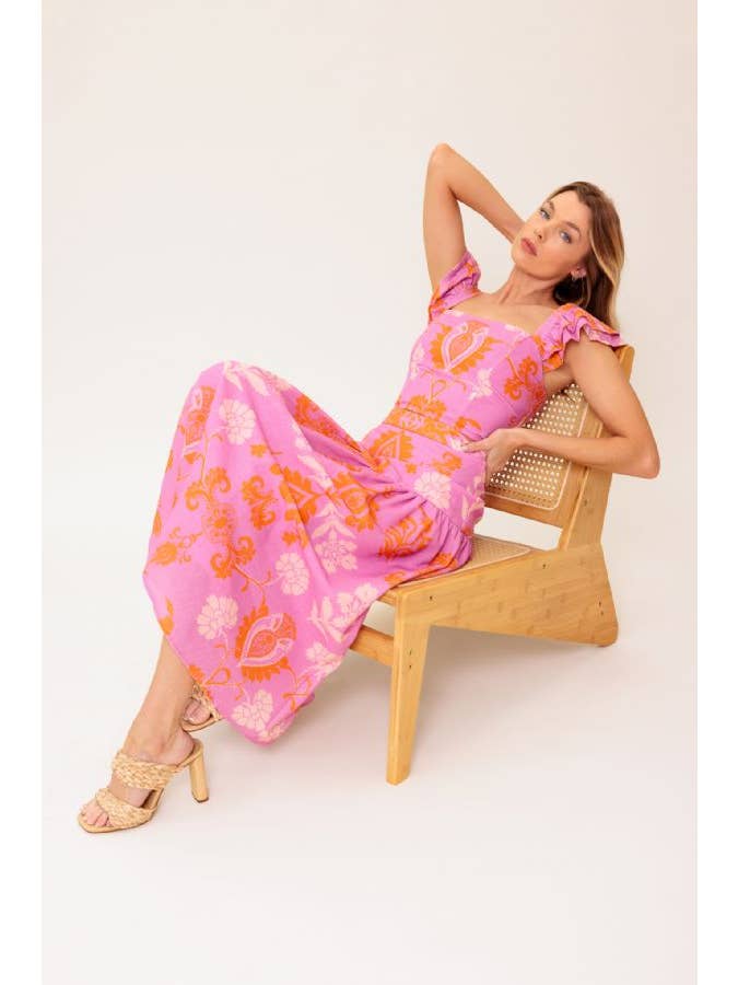 PINK ORANGE A printed woven top and skirt set - IT13641-SET for wholesale on Faire