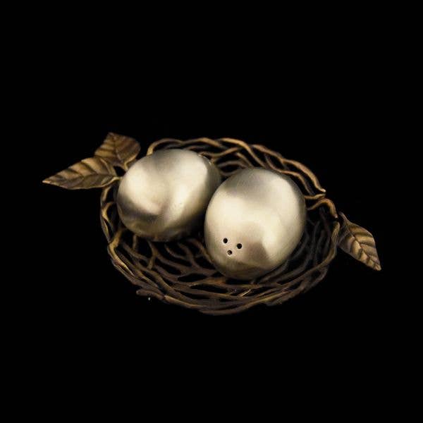 Bird's Nest with Eggs-T/TSalt & Pepper Server for wholesale by Michael Michaud Table Art