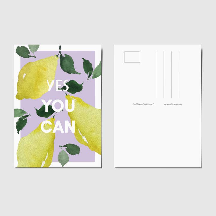Cartolina motivazionale «Yes you can» per la vendita all'ingrosso da parte di The Modern Traditional | Papeterie & Art Prints
