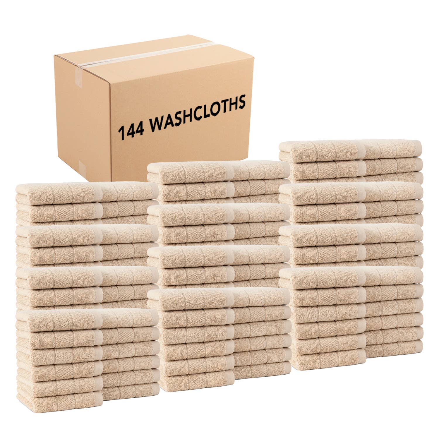 Arkwright Home - Wholesale Wash Cloth - Family Essentials Cotton Washcloths (Bulk Case of 144) 12x127