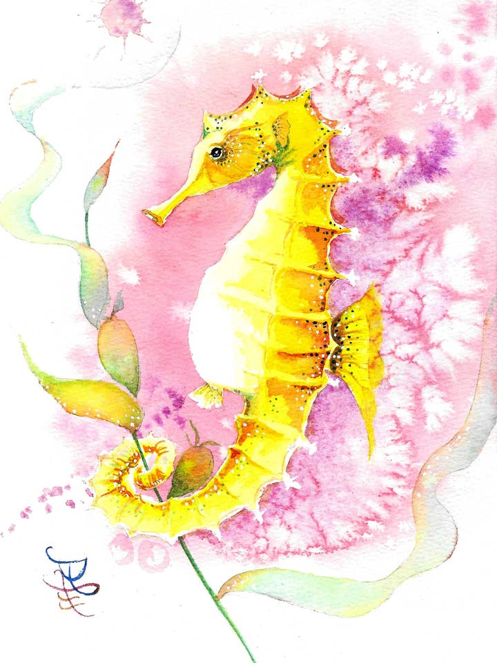 Pink Seahorse - Ocean Collection Print for wholesale by Dream In Watercolor