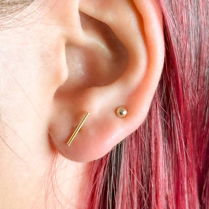 Wholesale 14k Gold Filled Minimalist Bar Stud Earrings for your