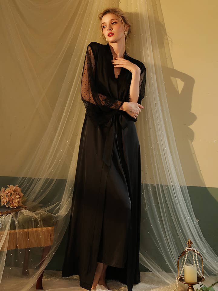 Sweetkama - Wholesale Robe – Women's - Lace Night Gown, Silk Robes,Bridal Party Robes,with babydoll14