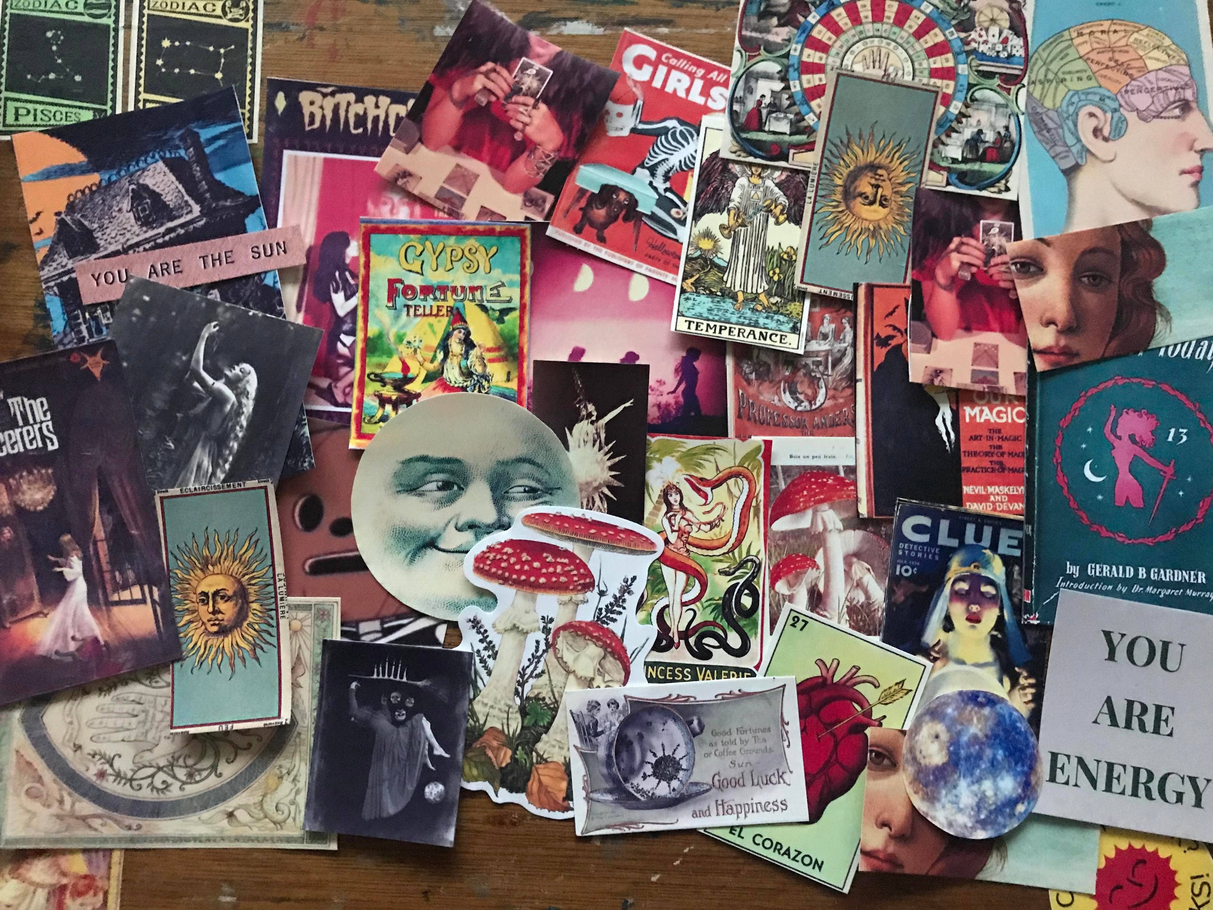 lotusleafaltars – wholesale Sticker – Vintage Witchy Themed 12PCS Sticker Packs, Celestial, Magic1