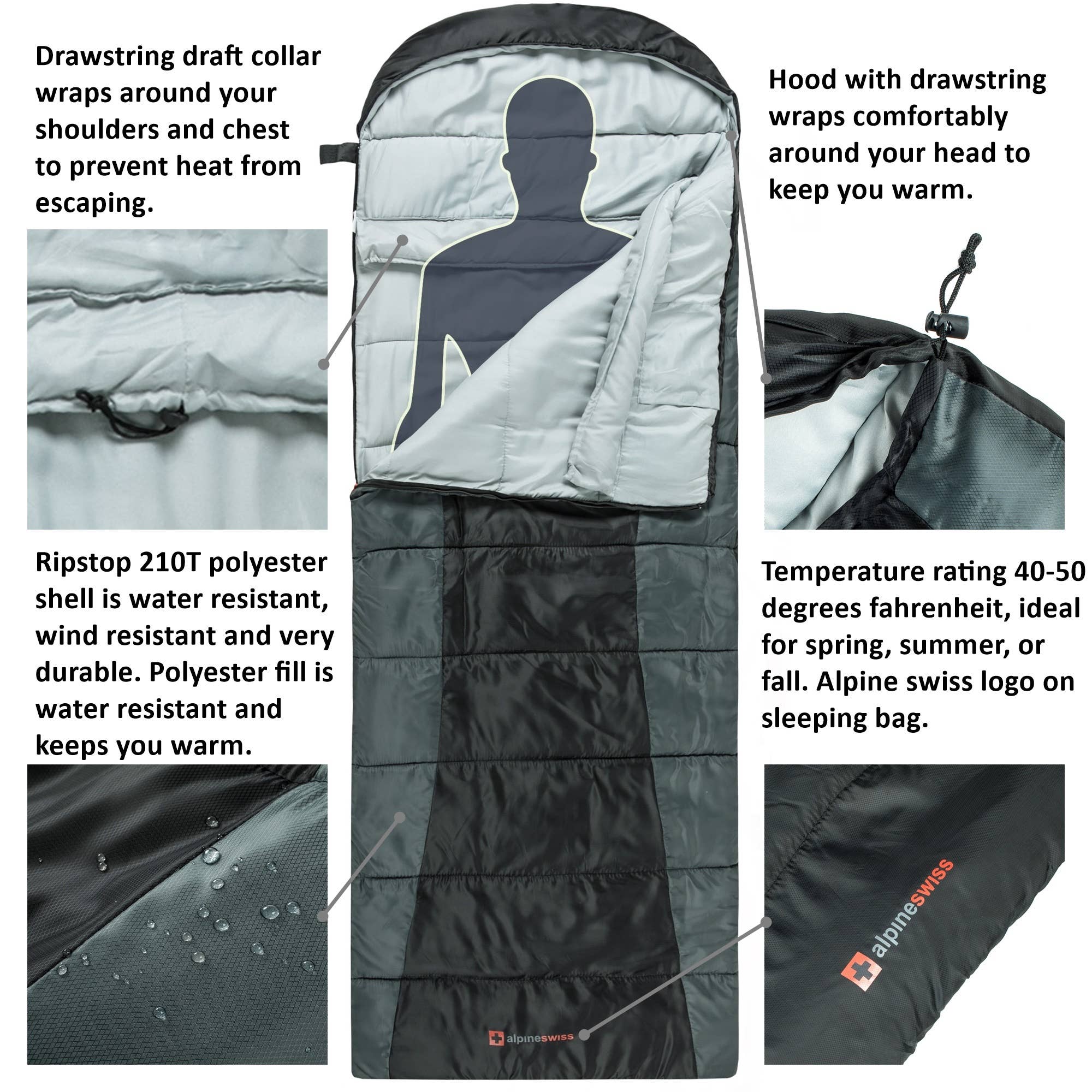 Alpine Swiss - Wholesale Fitness Equipment - Alpine Swiss Three Season Sleeping Bag2