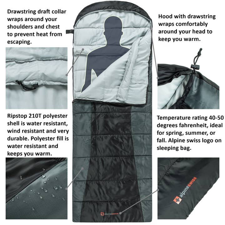Alpine Swiss - Wholesale Fitness Equipment - Alpine Swiss Three Season Sleeping Bag2