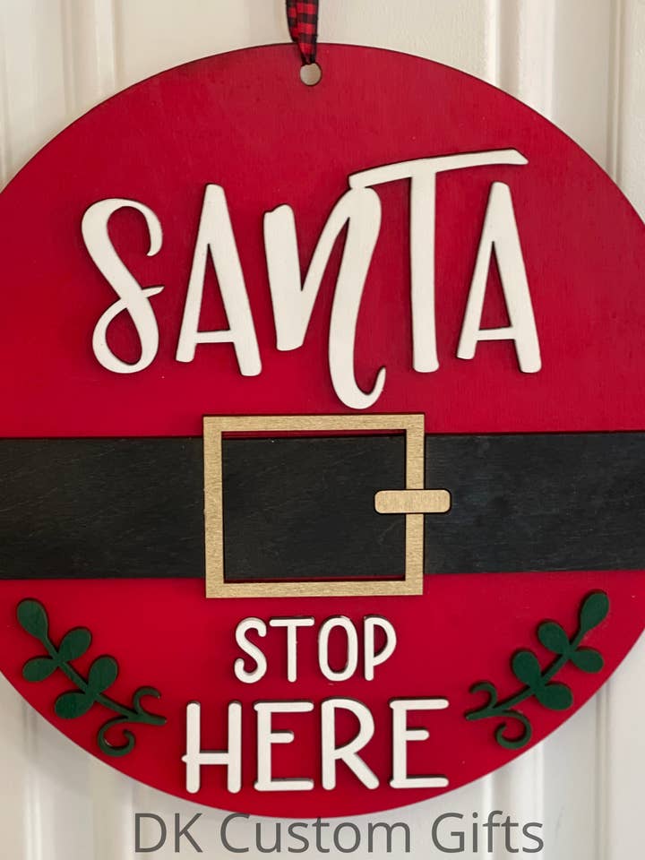 Santa Stopp här tecken för wholesale av DK Custom Gifts