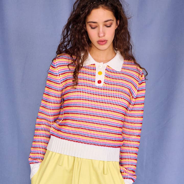 Mismatch Polo-tröja i flerfärgad för wholesale av GiGi Knitwear