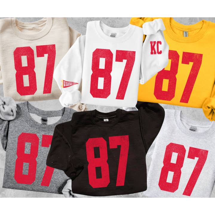 Oversized 87 - KC Pennant Sleeves (Pick Your Sweatshirt Color) for wholesale by The Red Rival Wholesale