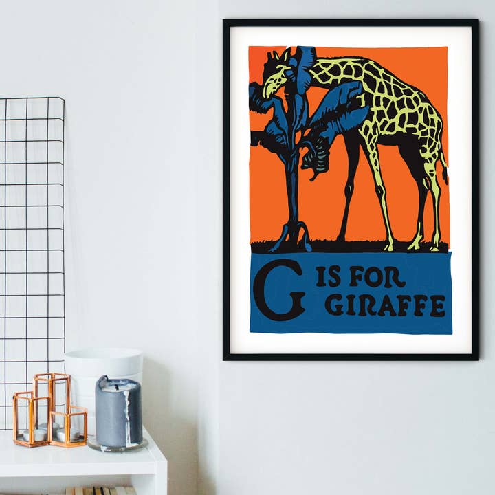 Inramad Vintage Alfabetet Bokstaven G Nursery Print för wholesale av Lelloliving
